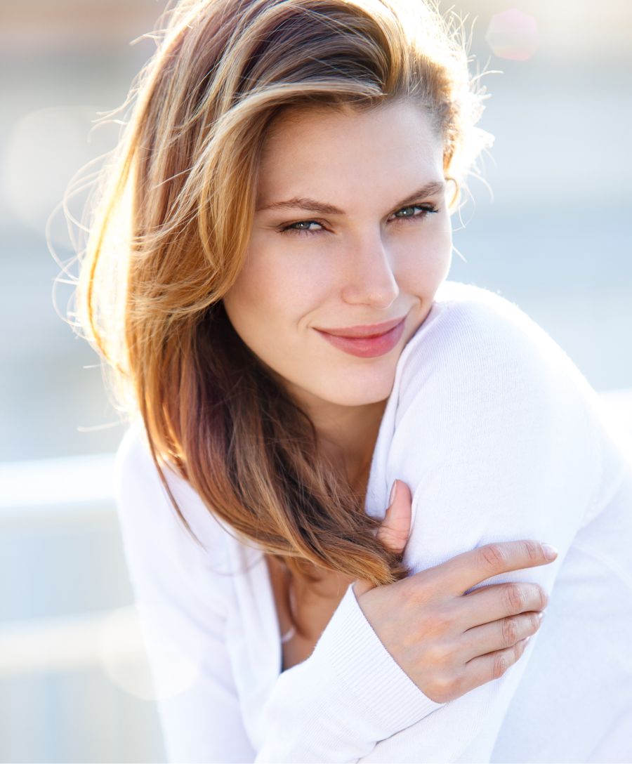 Branson acne treatment model smiling